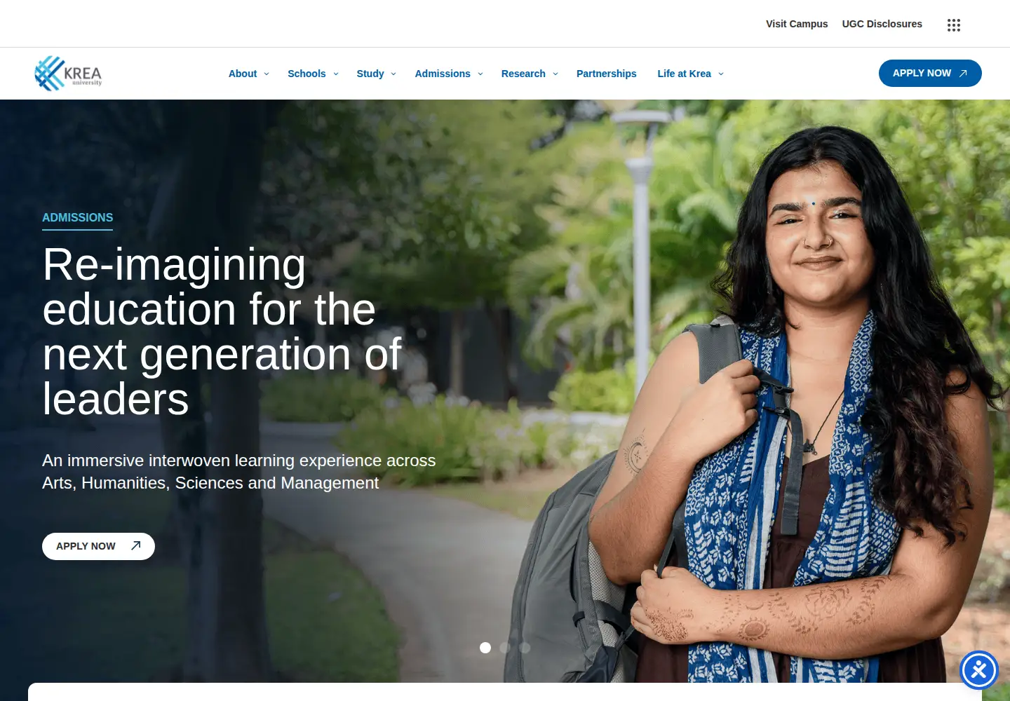 Screenshot of krea.edu.in