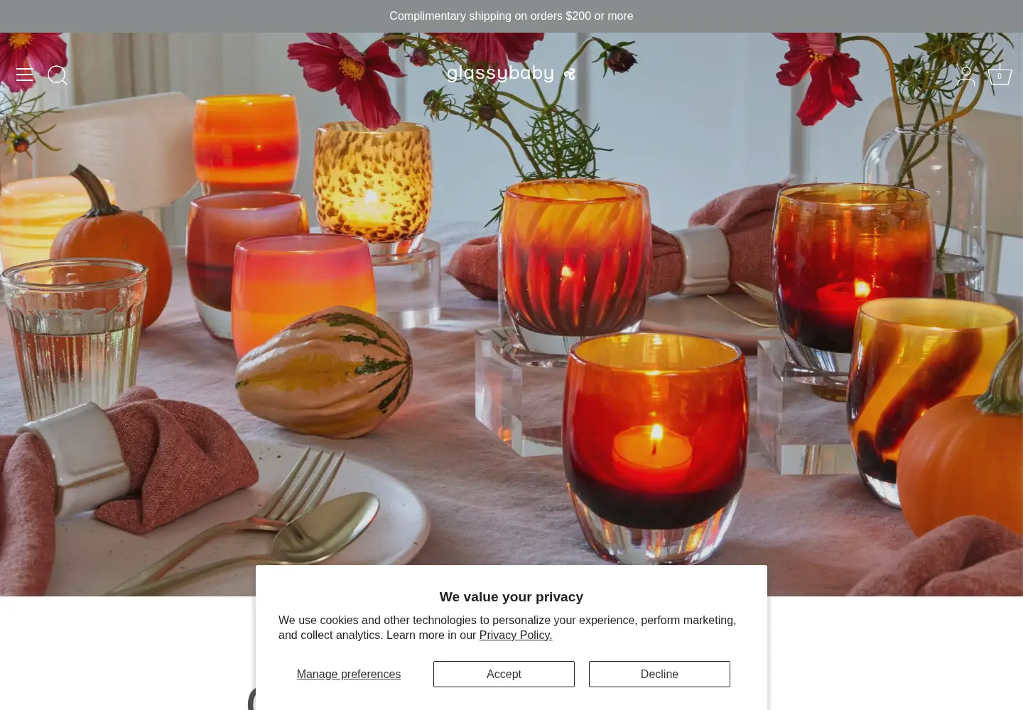 Screenshot of glassybaby.com
