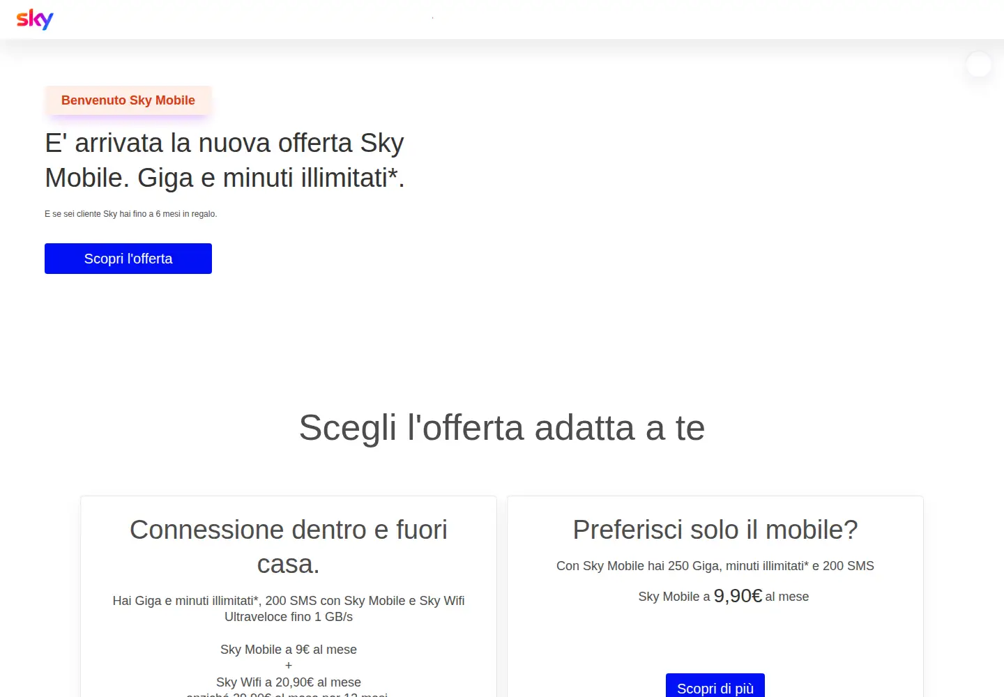 Screenshot of sky.it