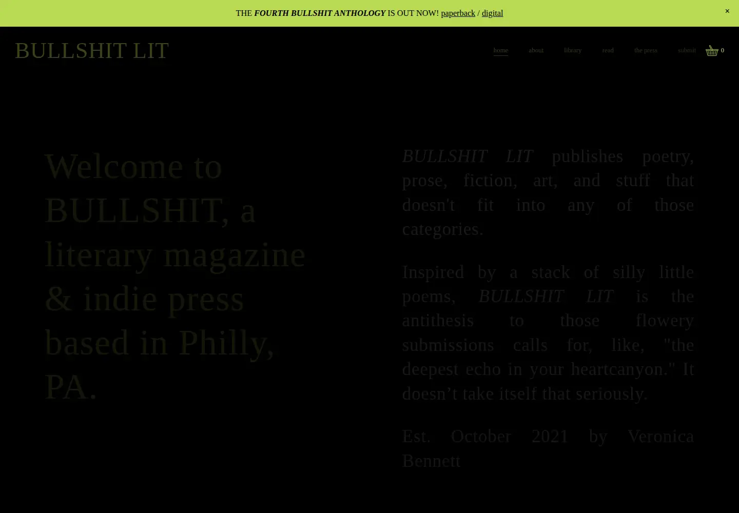 Screenshot of bullshitlit.com