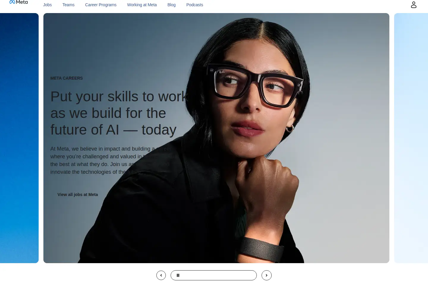 Screenshot of metacareers.com