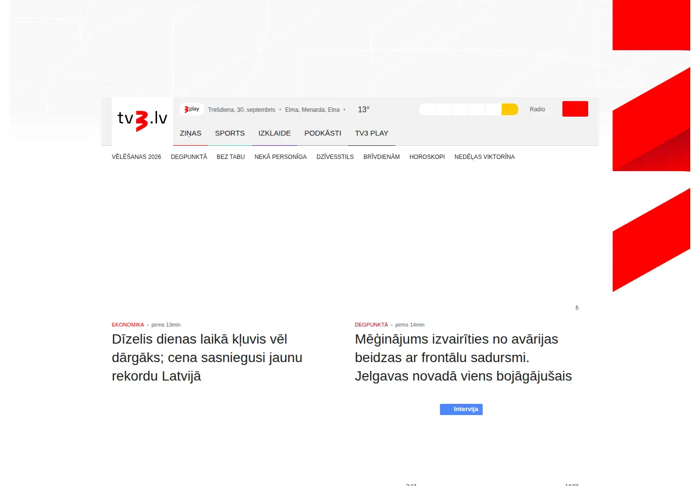 Screenshot of tv3.lv