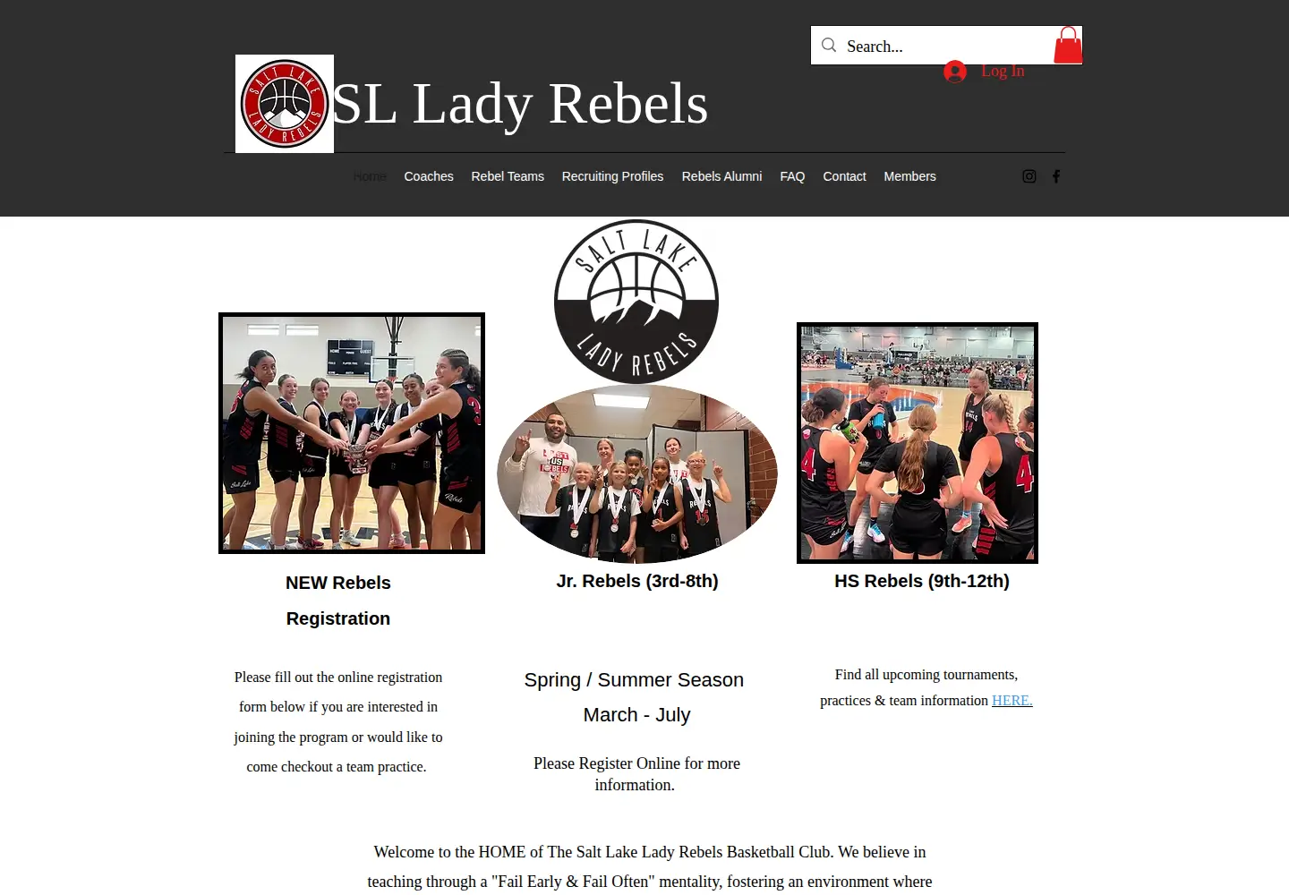 Screenshot of saltlakeladyrebels.com