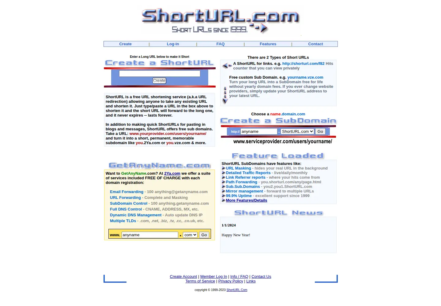 Screenshot of shorturl.com