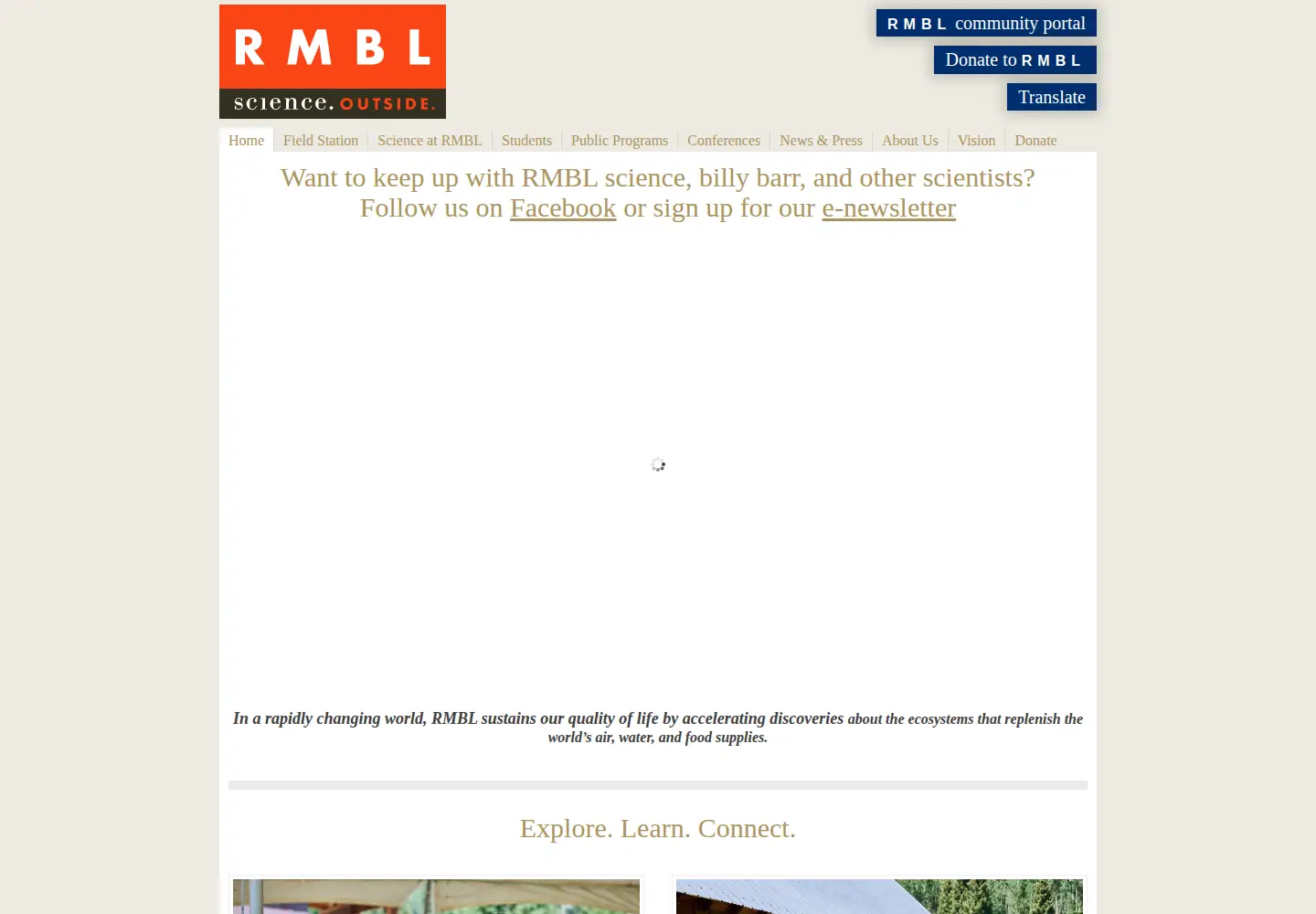 Captured homepage of rmbl.org in the current scan