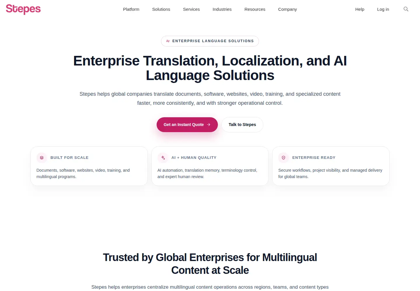 Captured homepage of stepes.com in the current scan