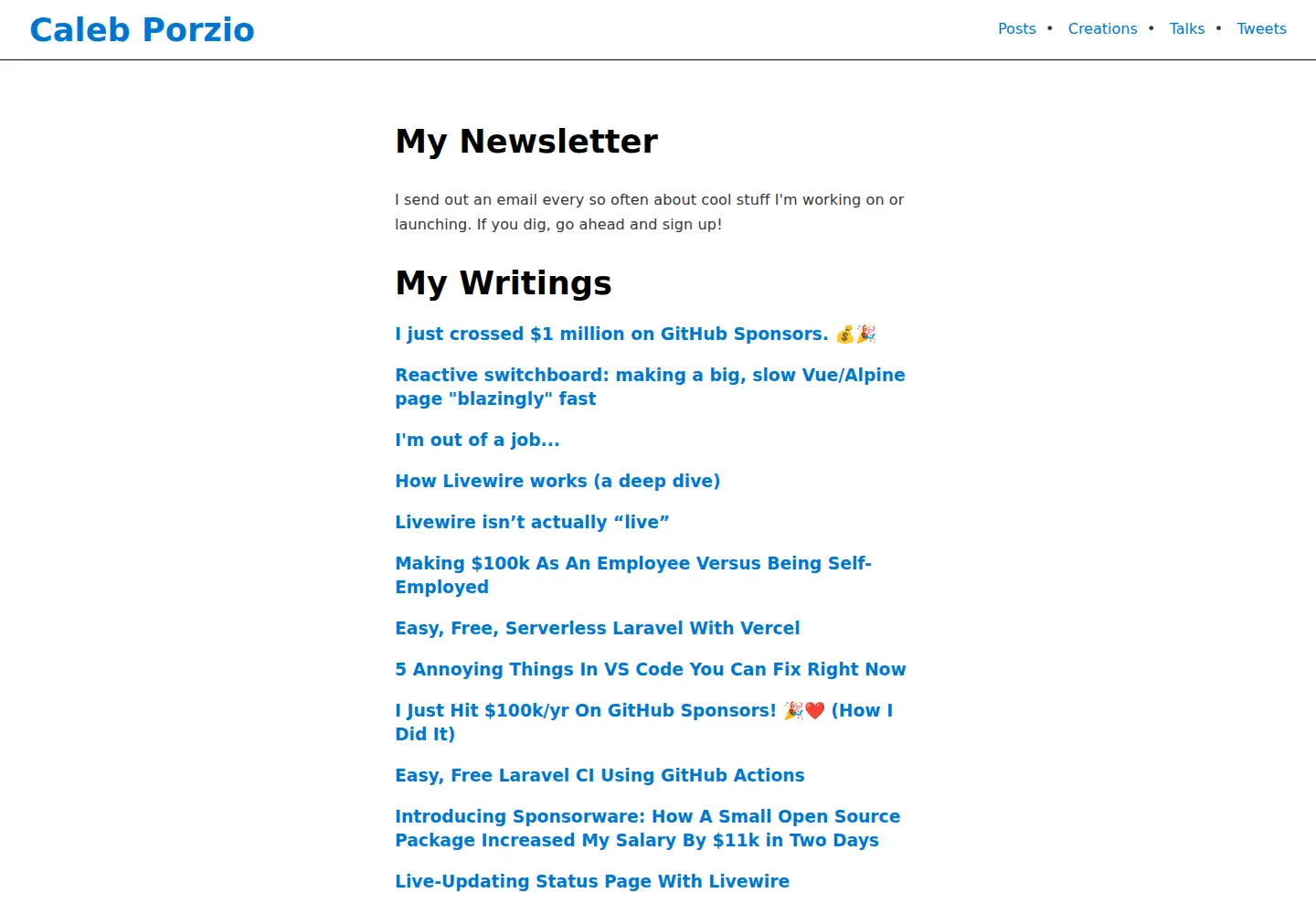 Screenshot of calebporzio.com