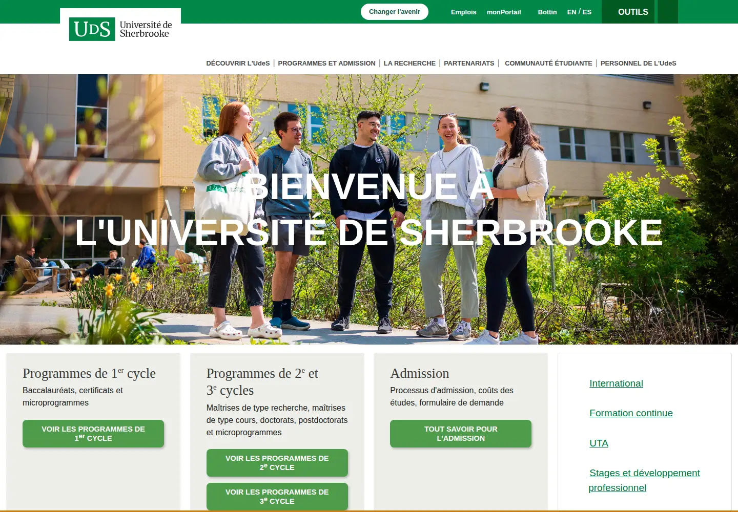 Screenshot of usherbrooke.ca