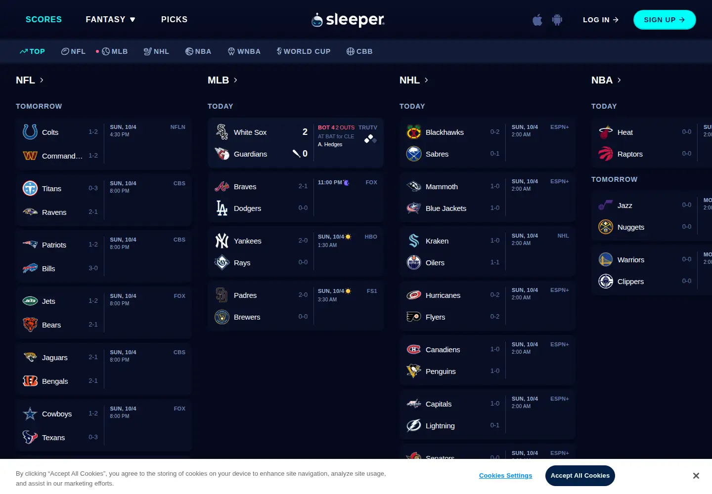 Screenshot of sleeper.com