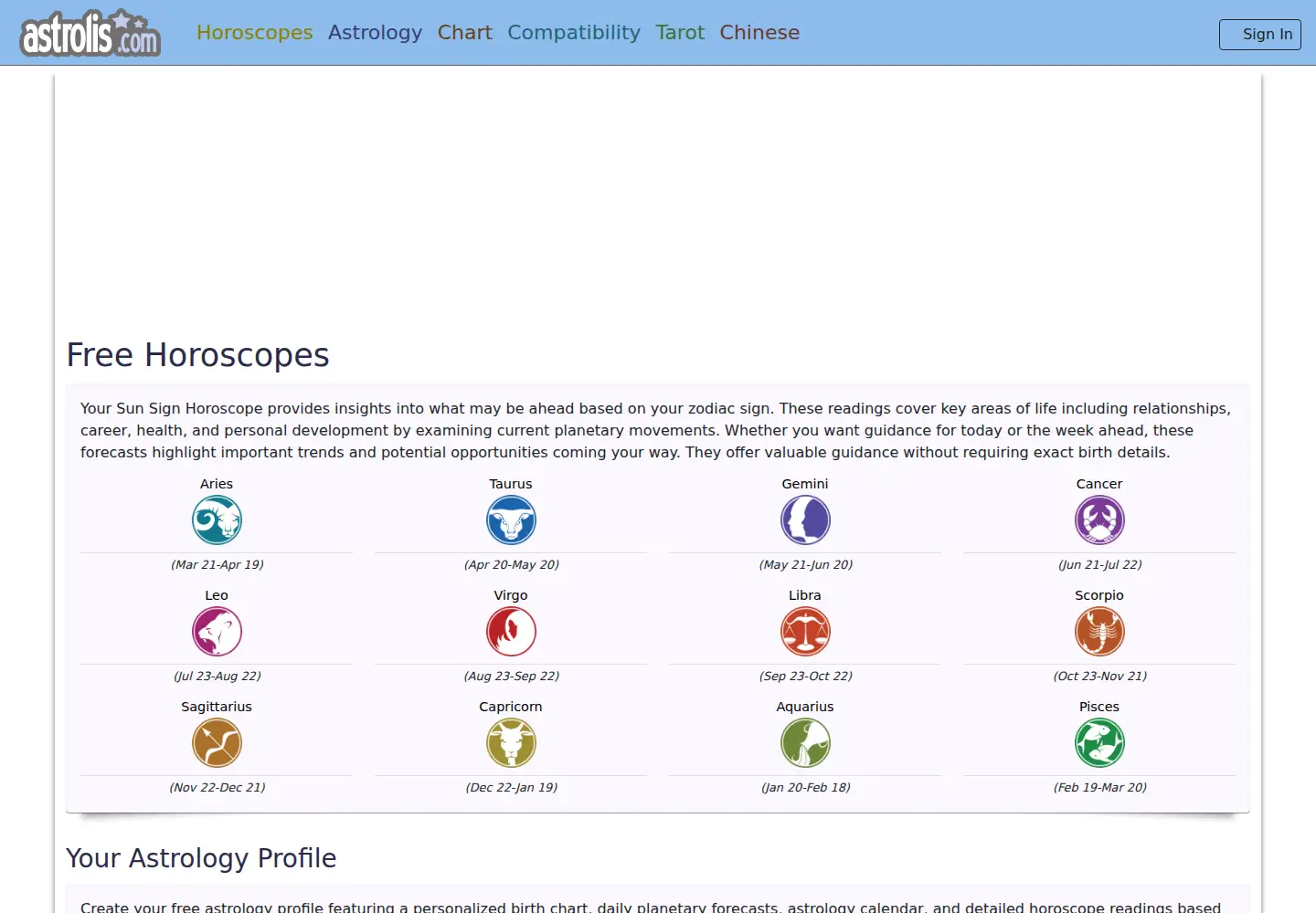 Screenshot of astrolis.com