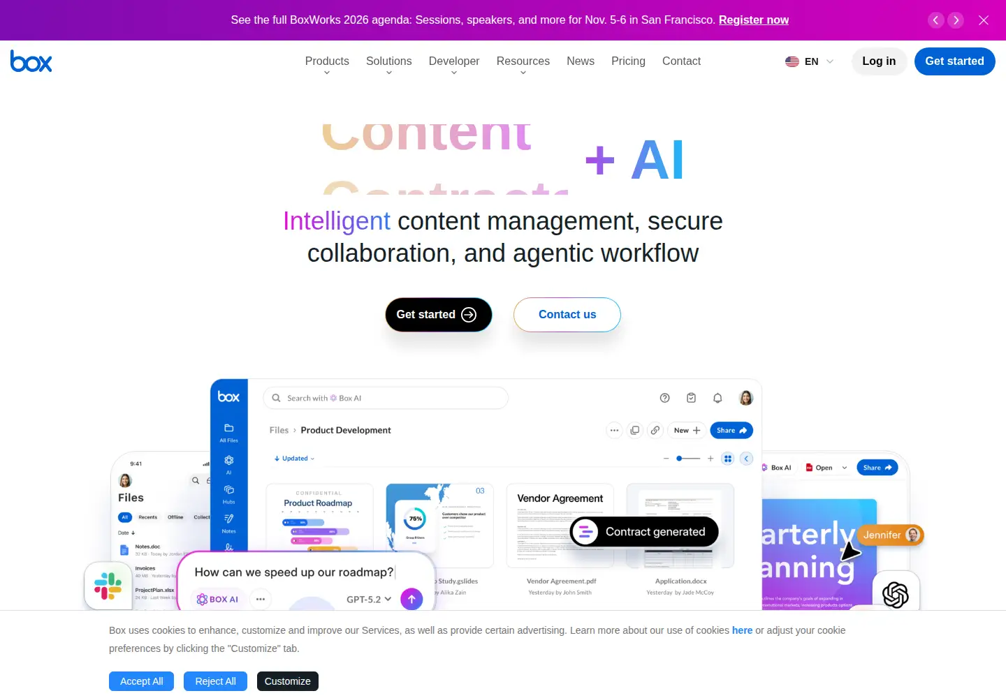 Screenshot of box.net