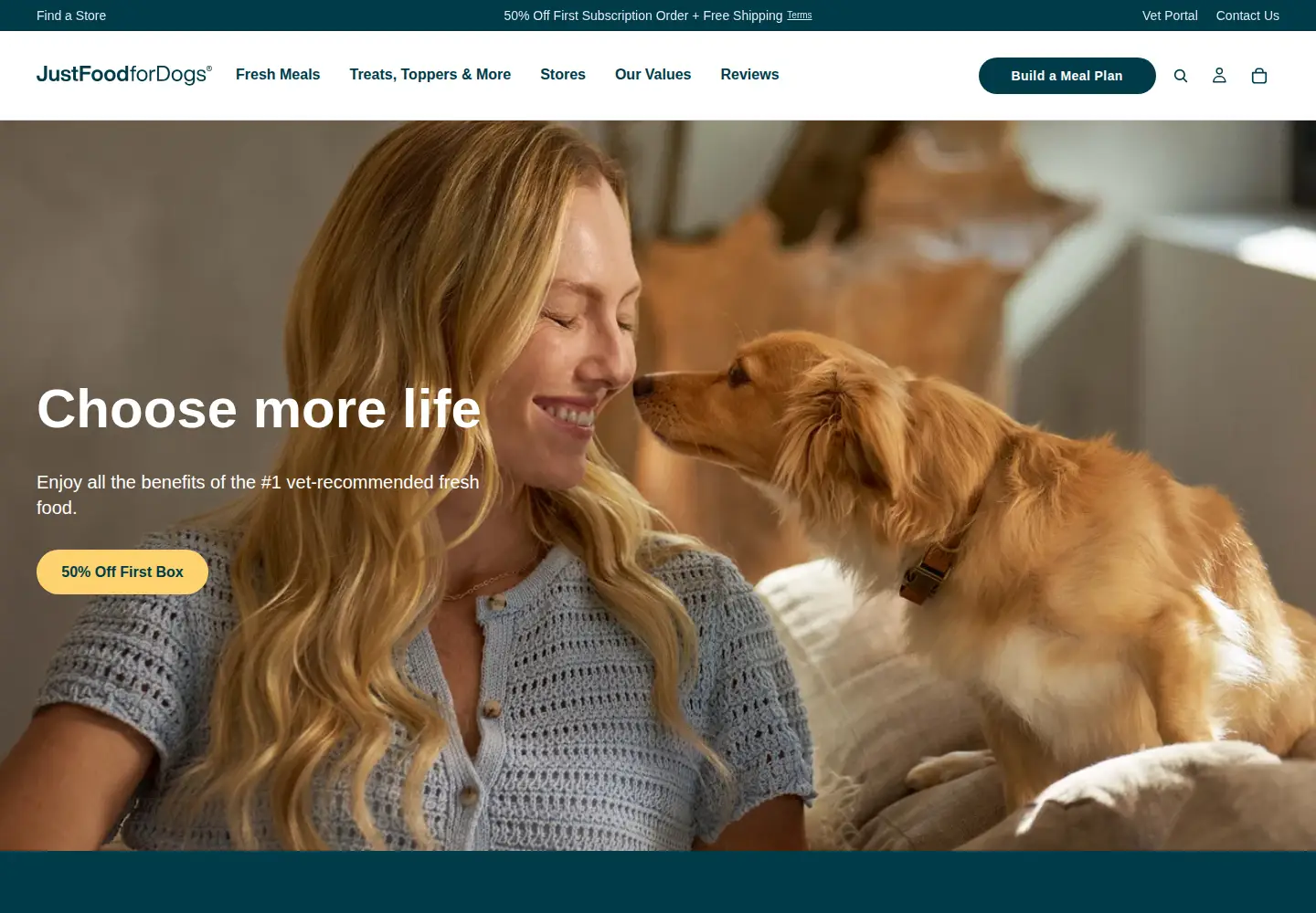 Captured homepage of justfoodfordogs.com in the current scan