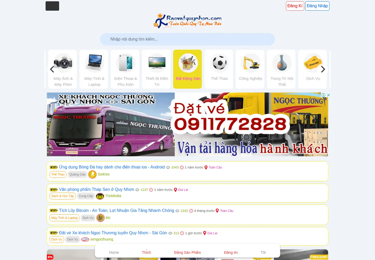 Screenshot of raovatquynhon.com