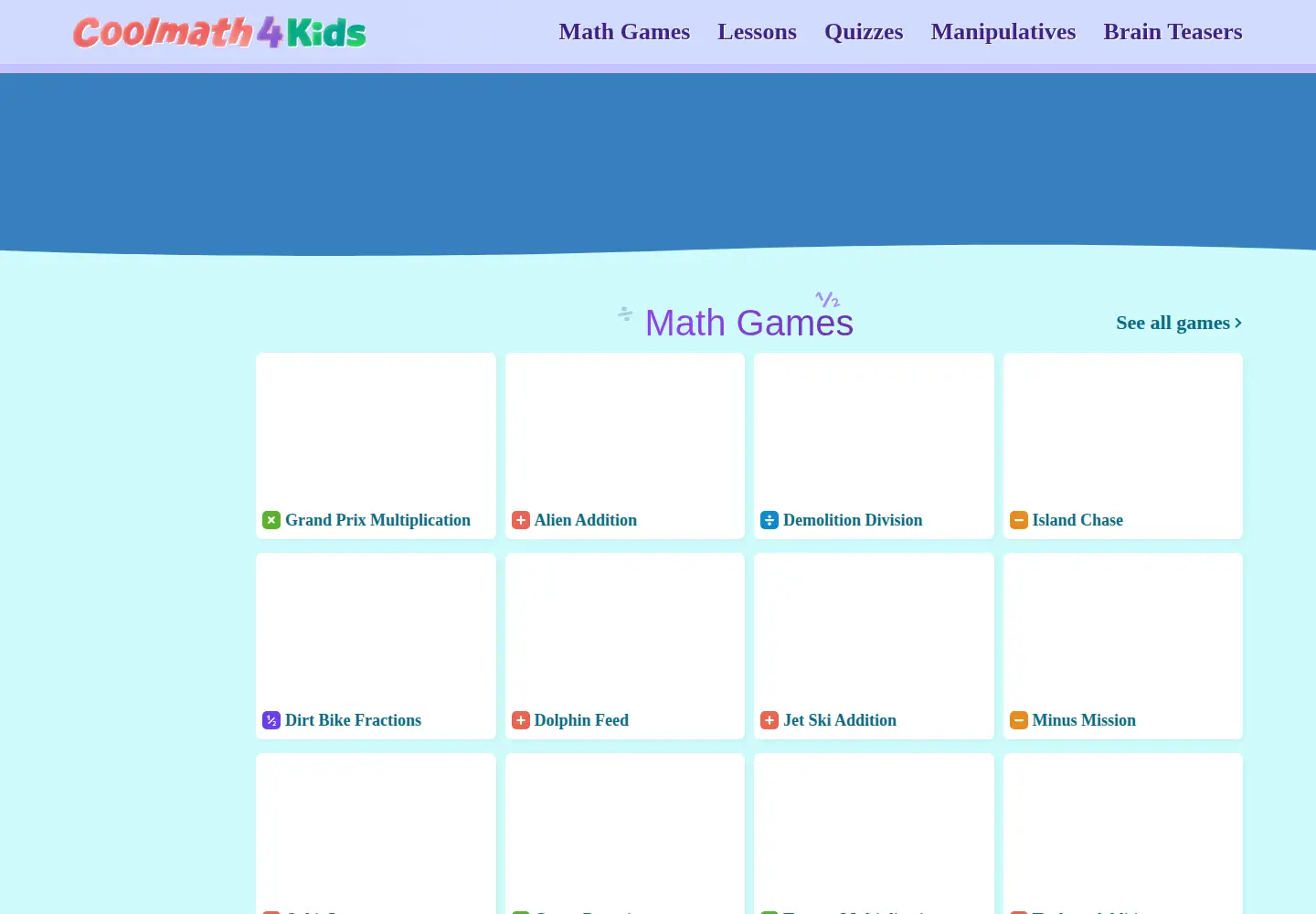 Screenshot of coolmath4kids.com