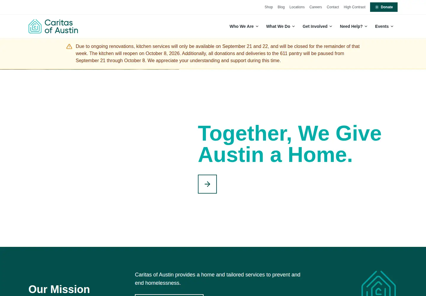 Screenshot of caritasofaustin.org