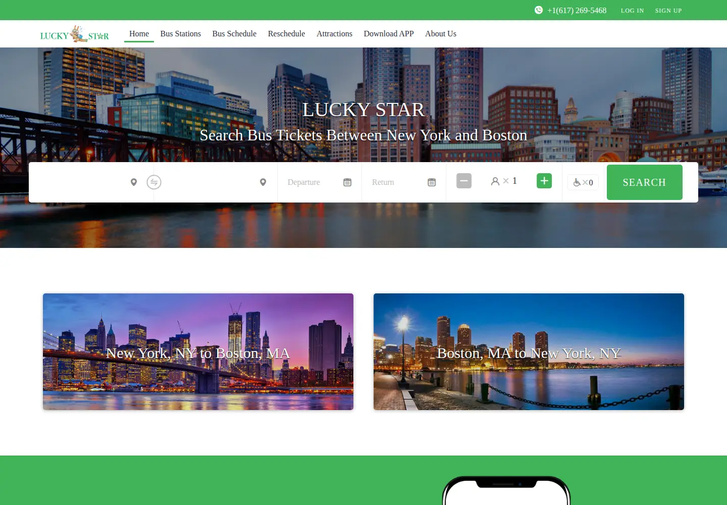 Screenshot of luckystarbus.com