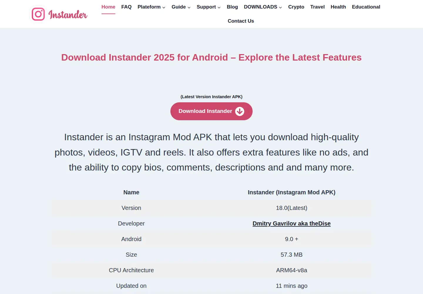 Screenshot of instander-official.com