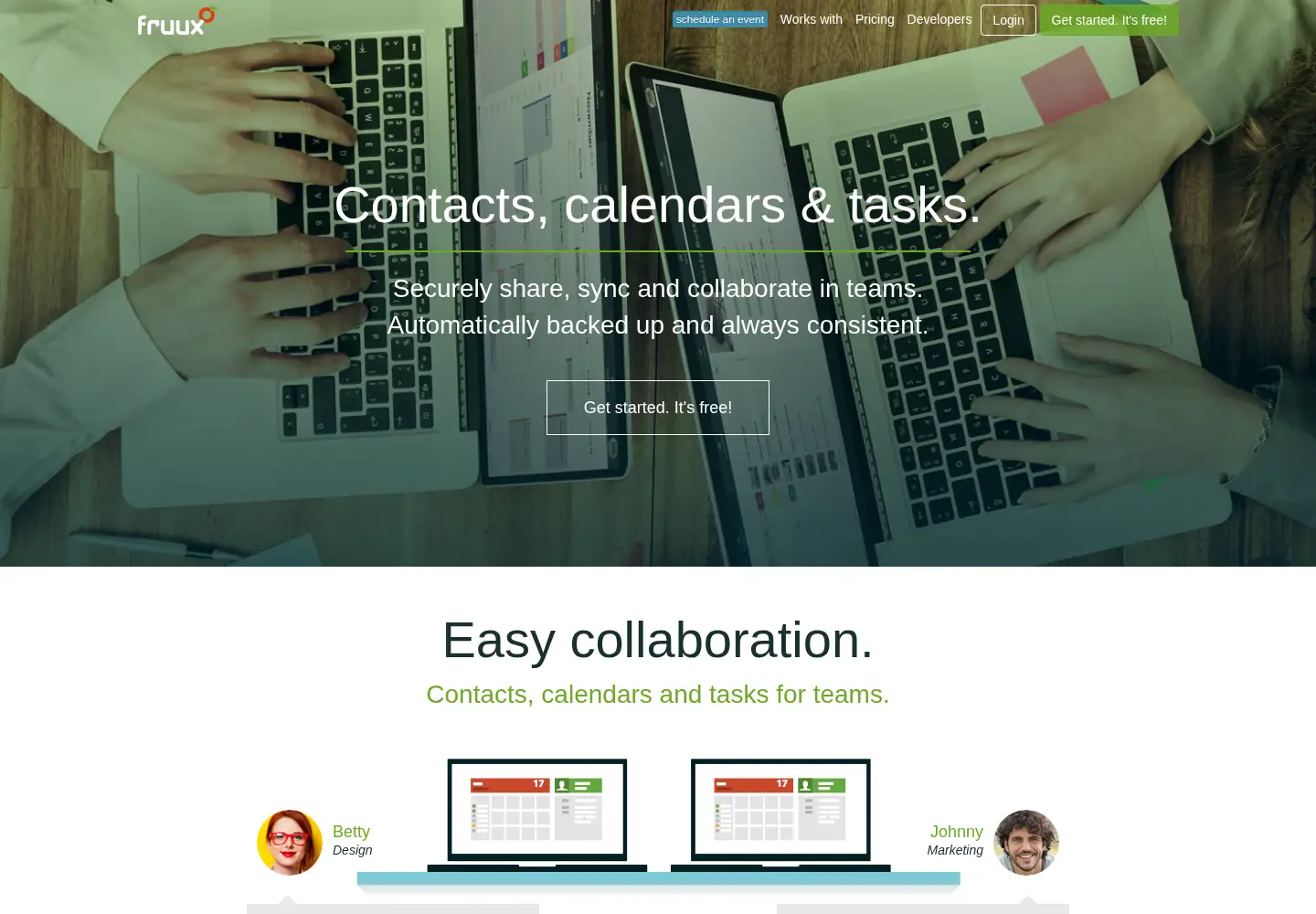 Captured homepage of fruux.com in the current scan