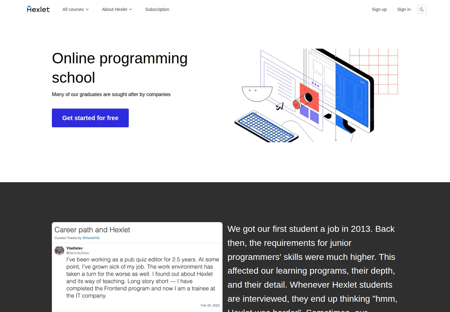 Screenshot of hexlet.io