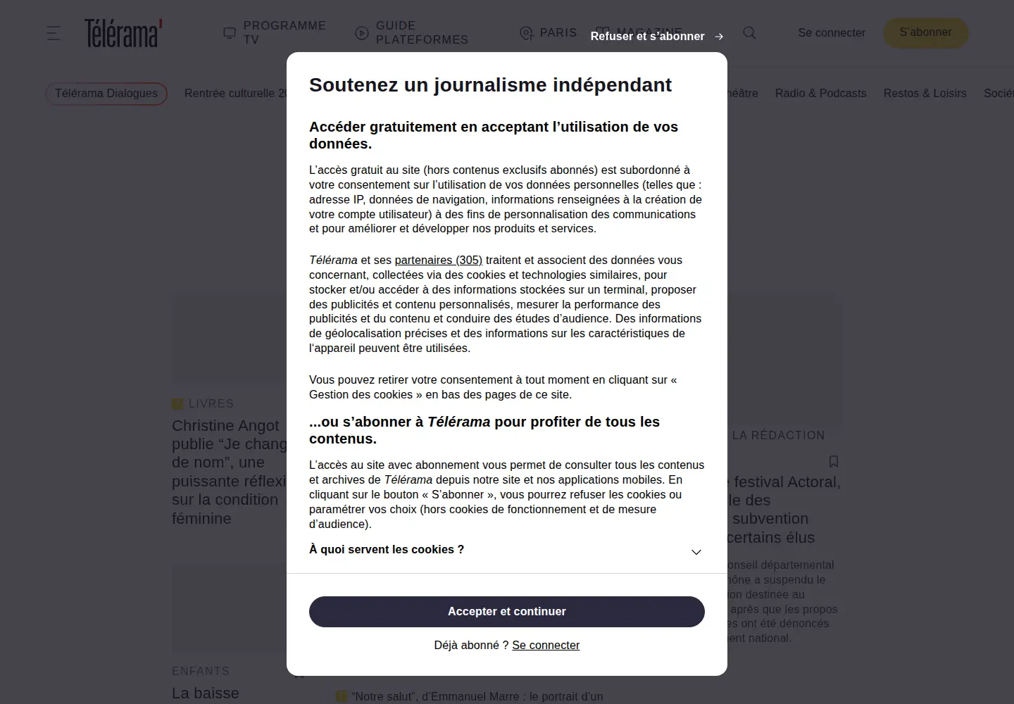 Screenshot of telerama.fr
