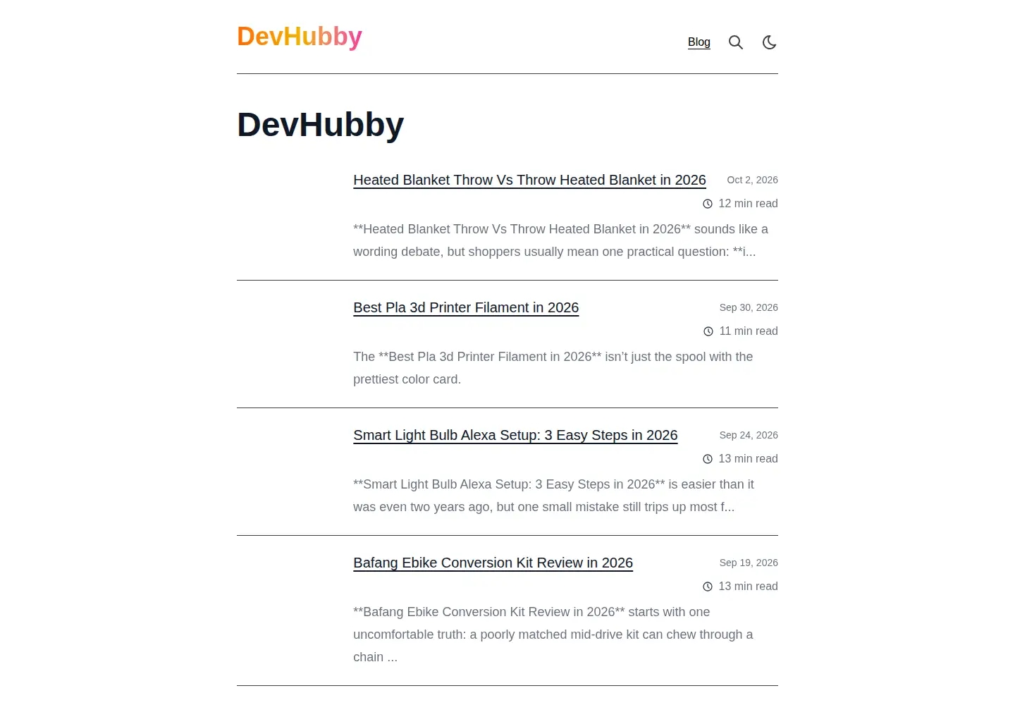 Captured homepage of devhubby.com in the current scan
