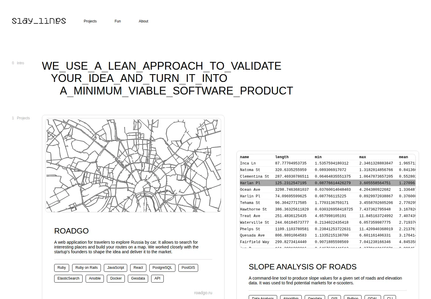 Captured homepage of slaylines.io in the current scan