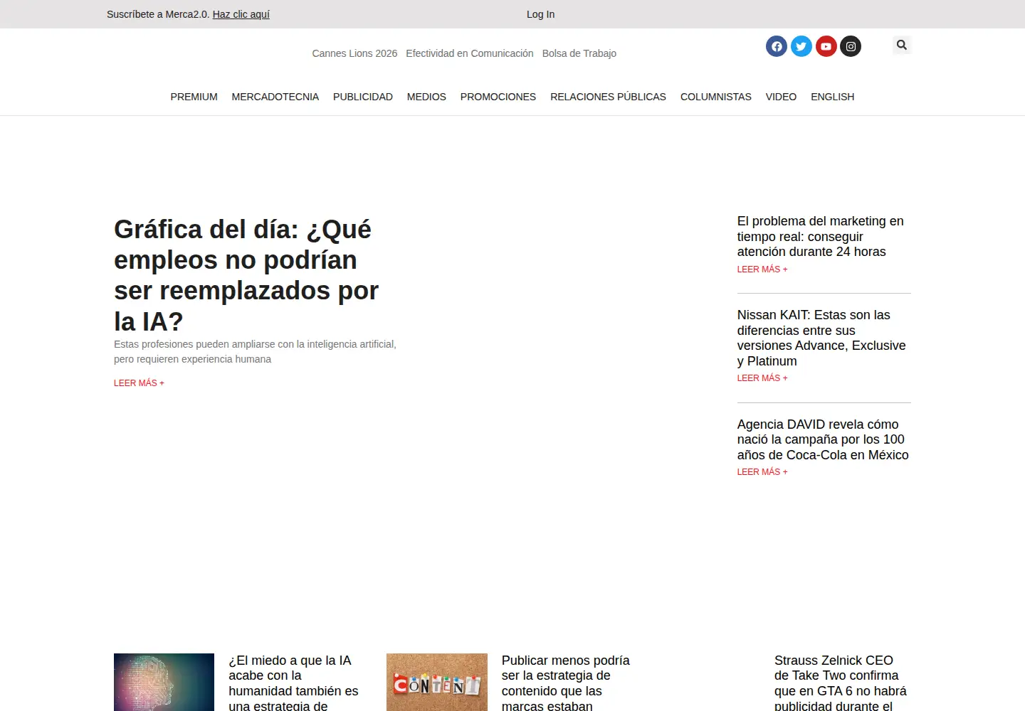 Screenshot of merca20.com