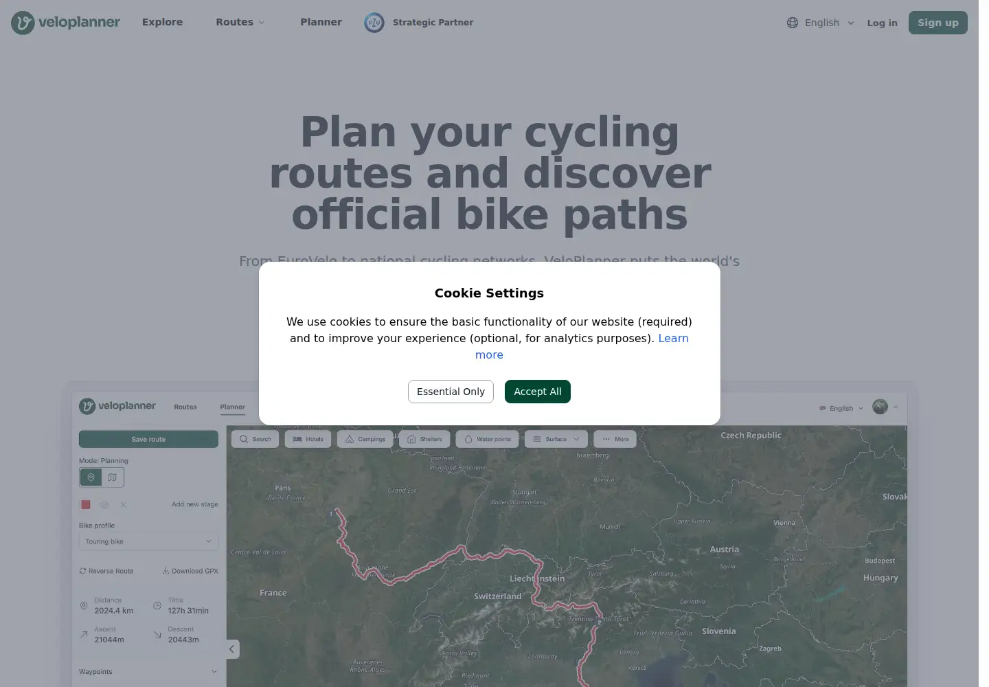 Screenshot of veloplanner.com