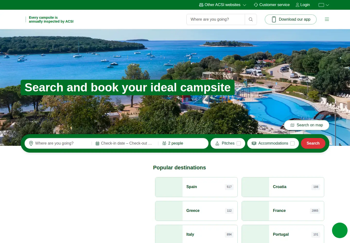 Screenshot of eurocampings.co.uk