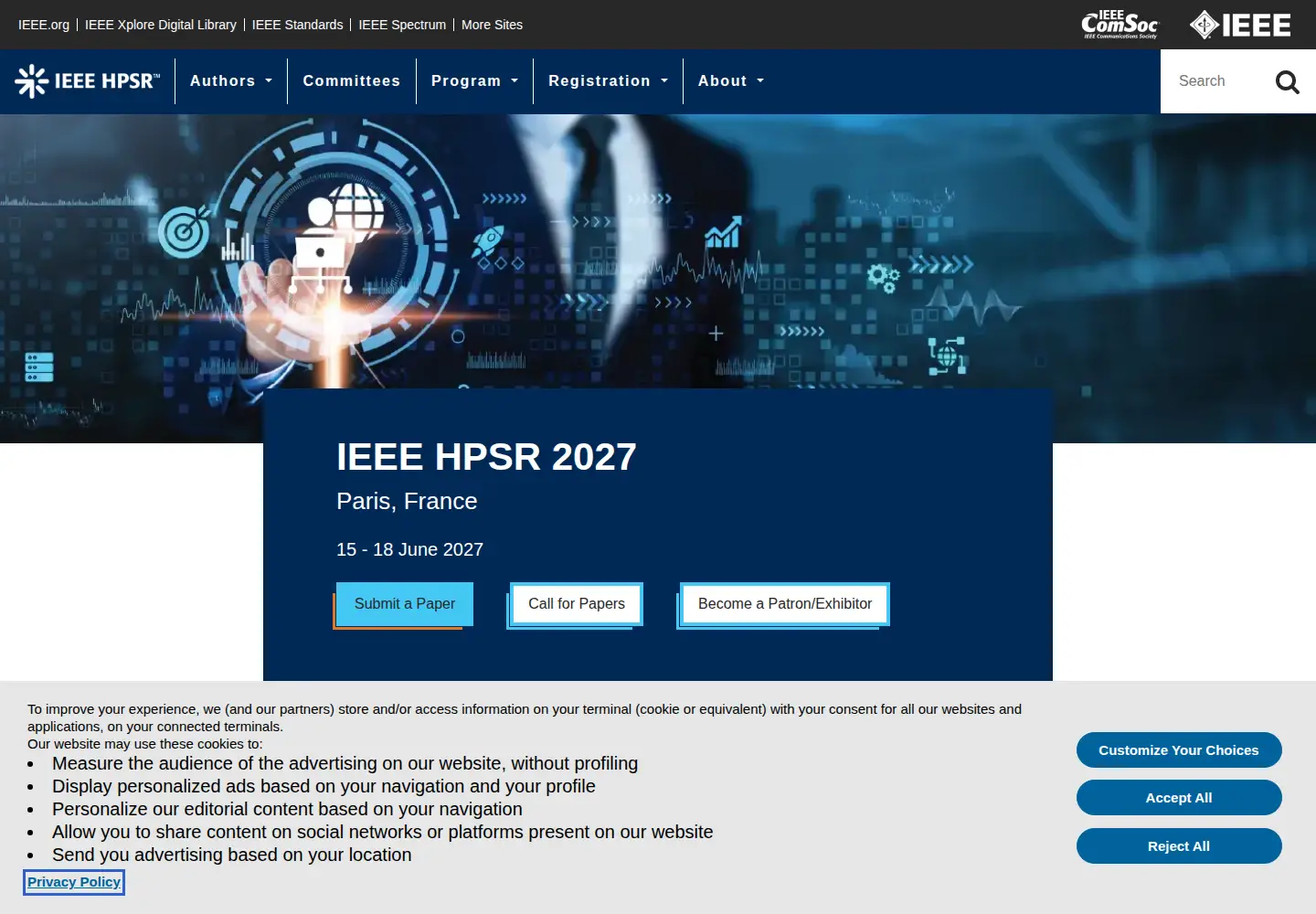 Screenshot of ieee-hpsr.org