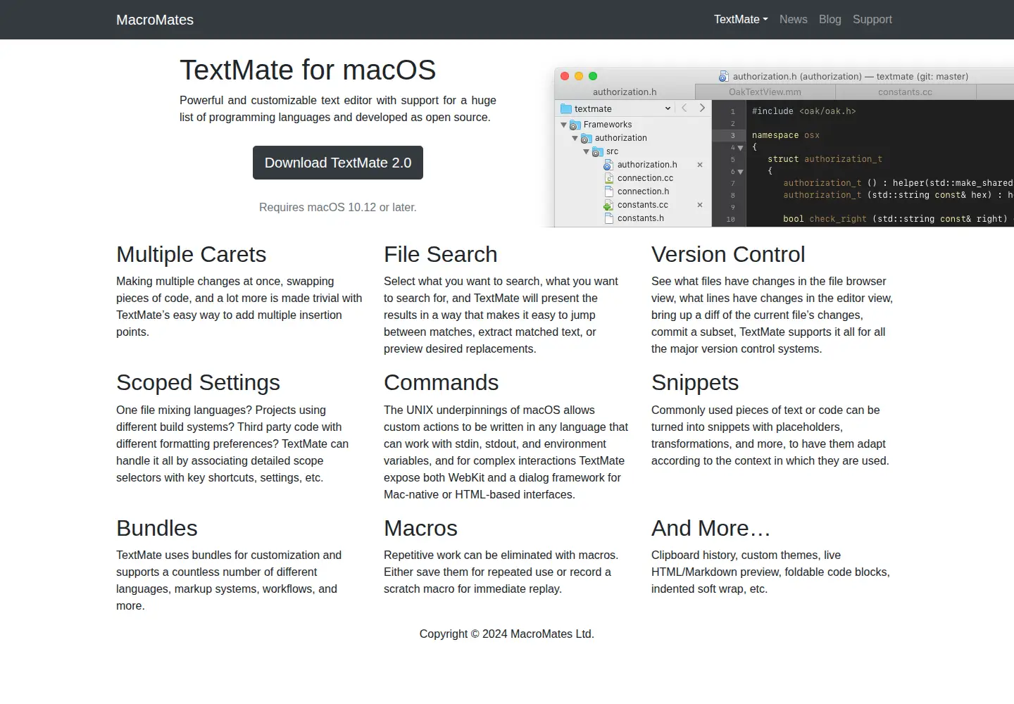 Captured homepage of textmate.org in the current scan