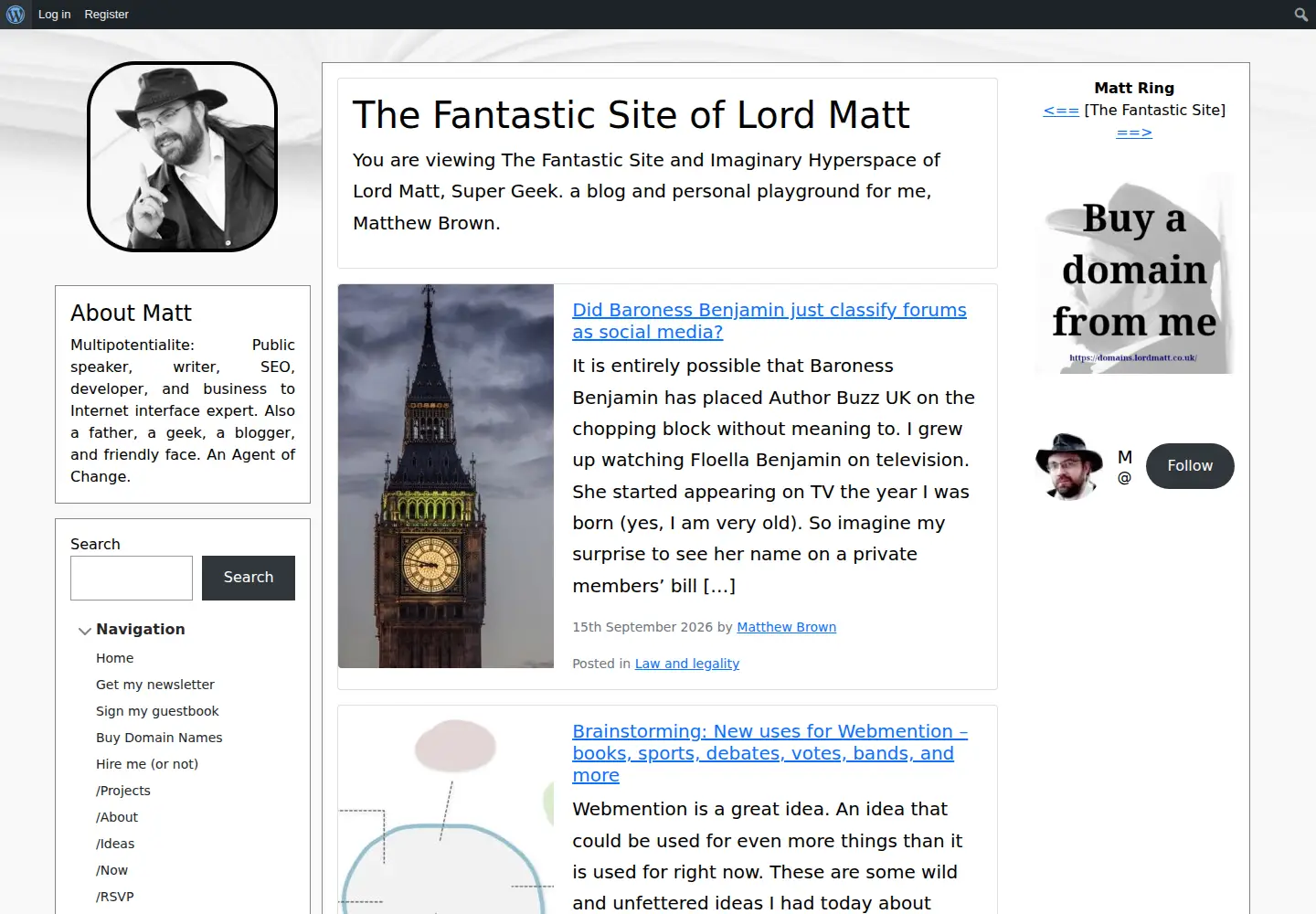 Screenshot of lordmatt.co.uk