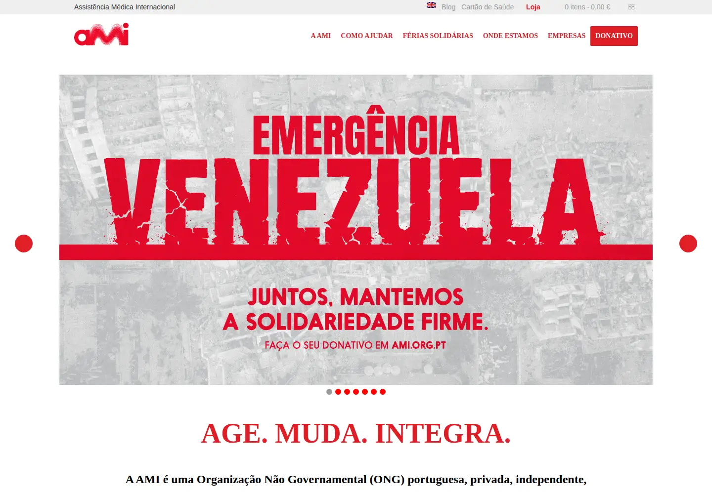 Captured homepage of ami.org.pt in the current scan