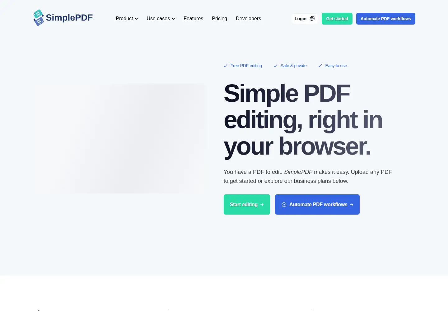Screenshot of simplepdf.com