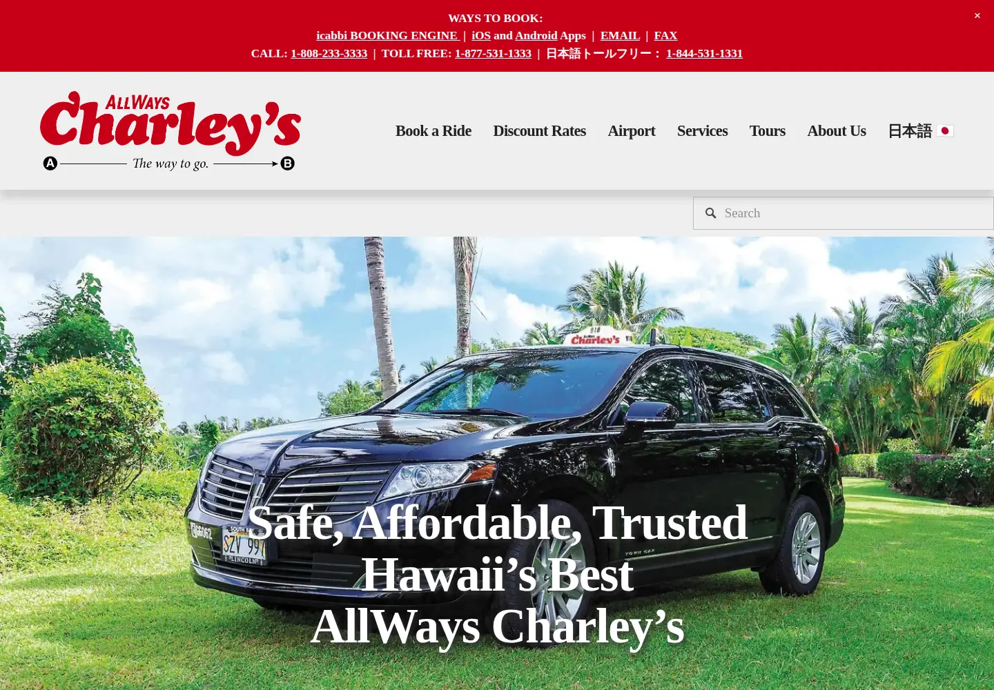 Screenshot of charleystaxi.com