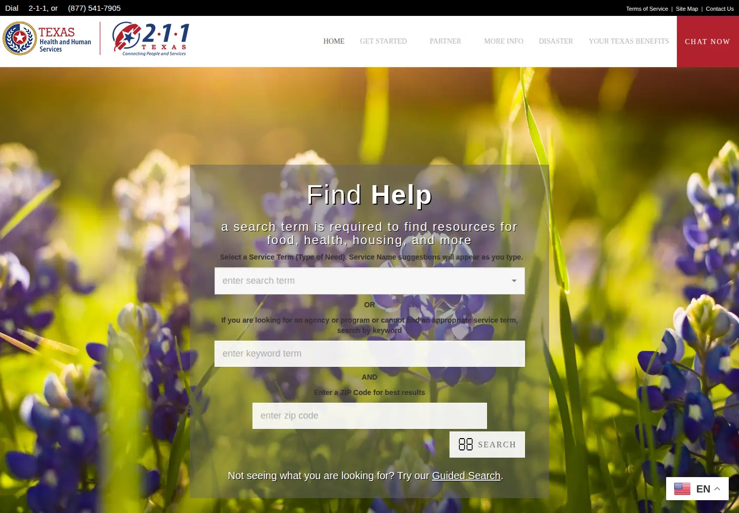 Screenshot of 211texas.org