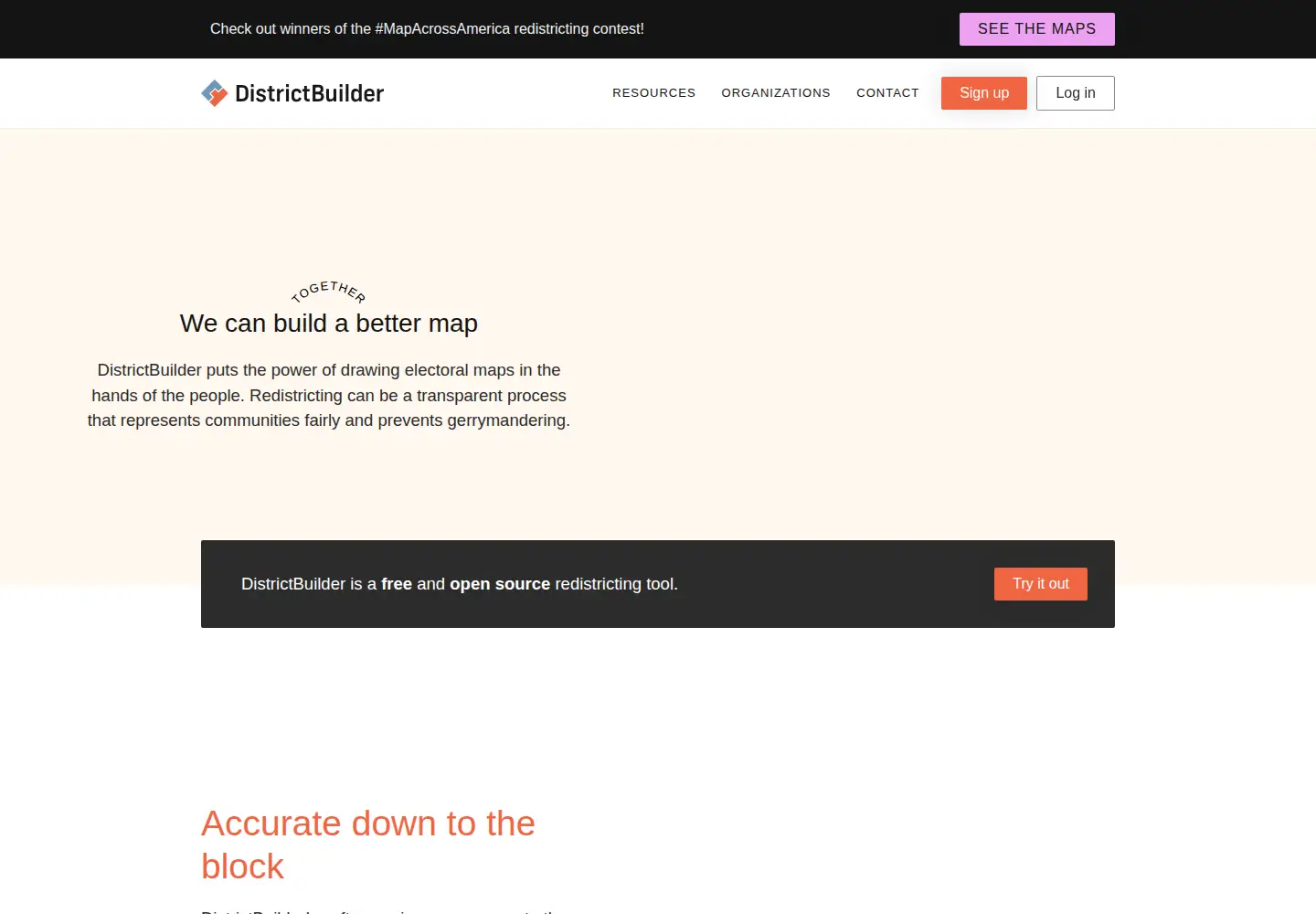 Screenshot of districtbuilder.org