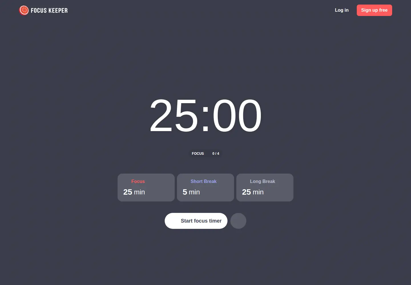 Screenshot of focuskeeper.co
