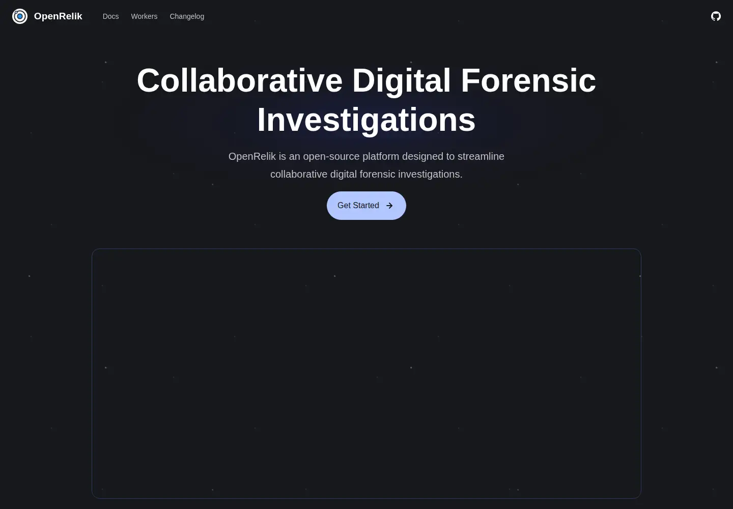 Captured homepage of openrelik.org in the current scan