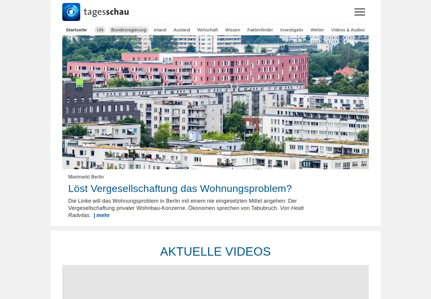 Screenshot of tagesschau.de