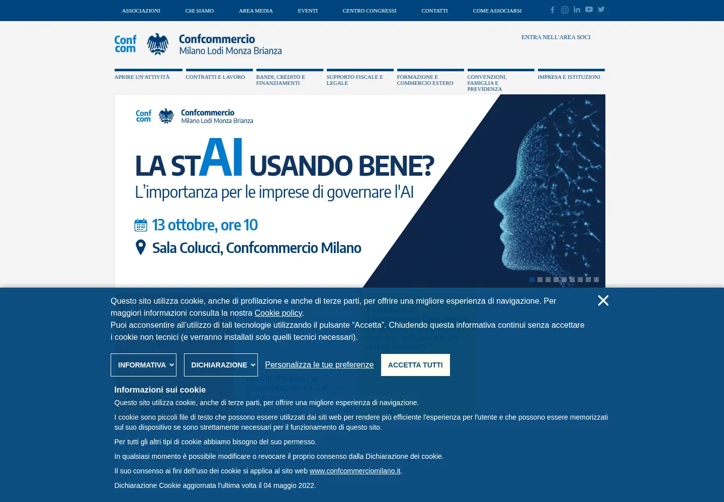 Screenshot of confcommerciomilano.it