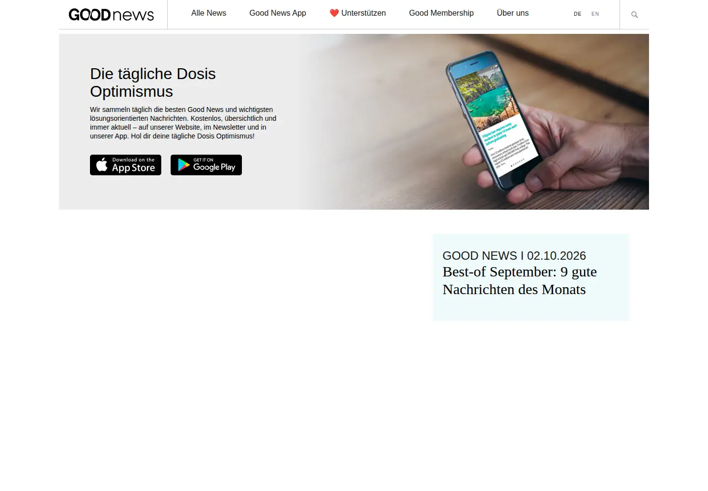 Screenshot of goodnews.eu