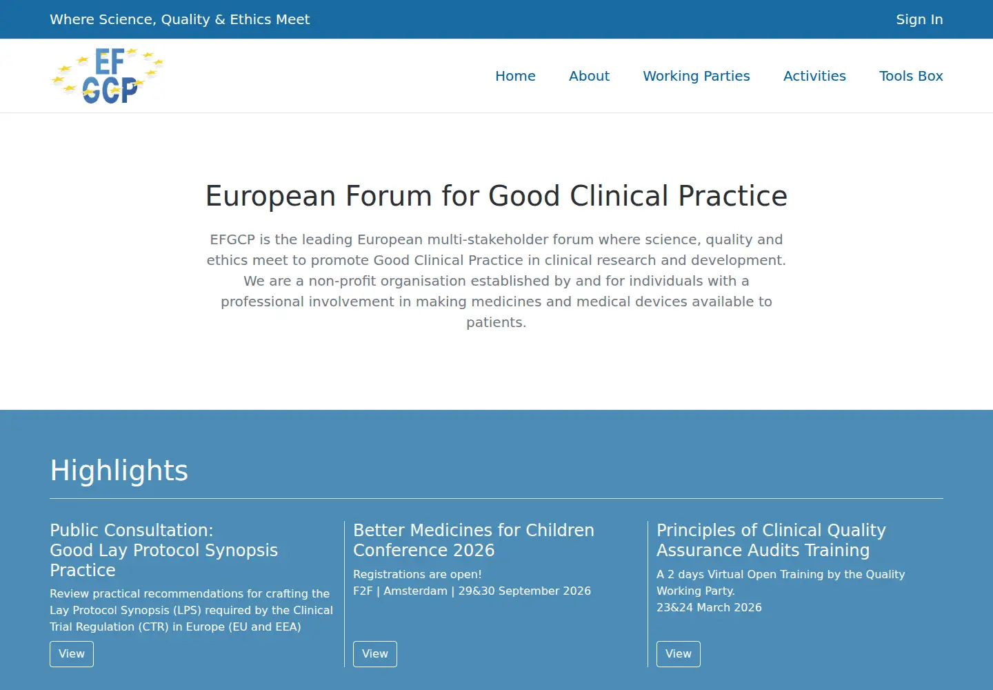 Screenshot of efgcp.eu