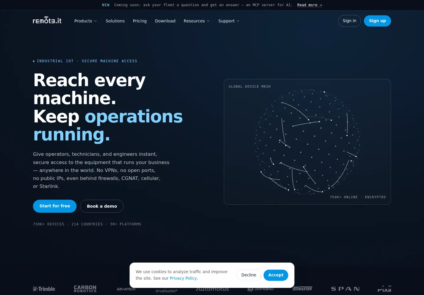 Screenshot of remote.it