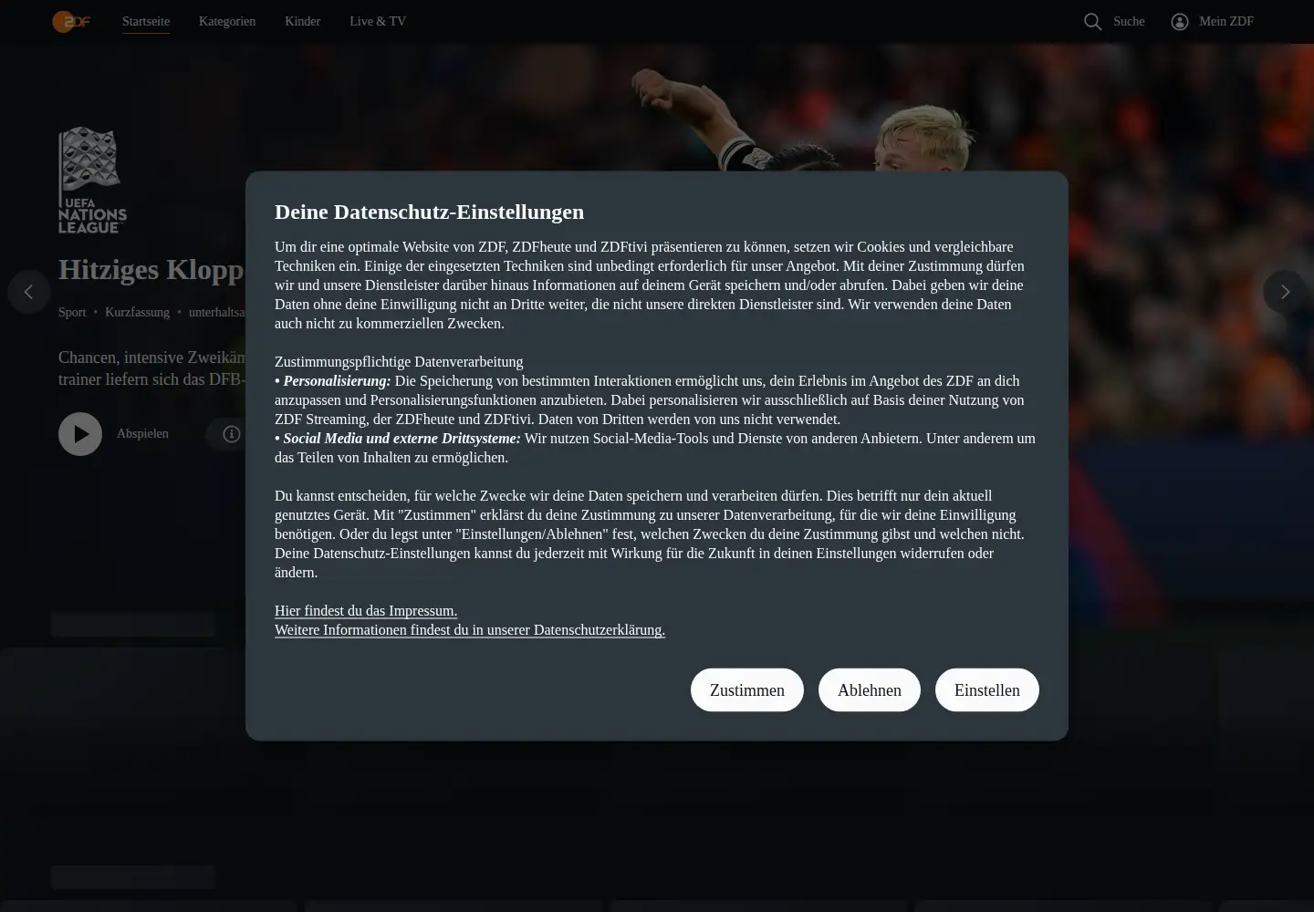 Screenshot of zdf.de