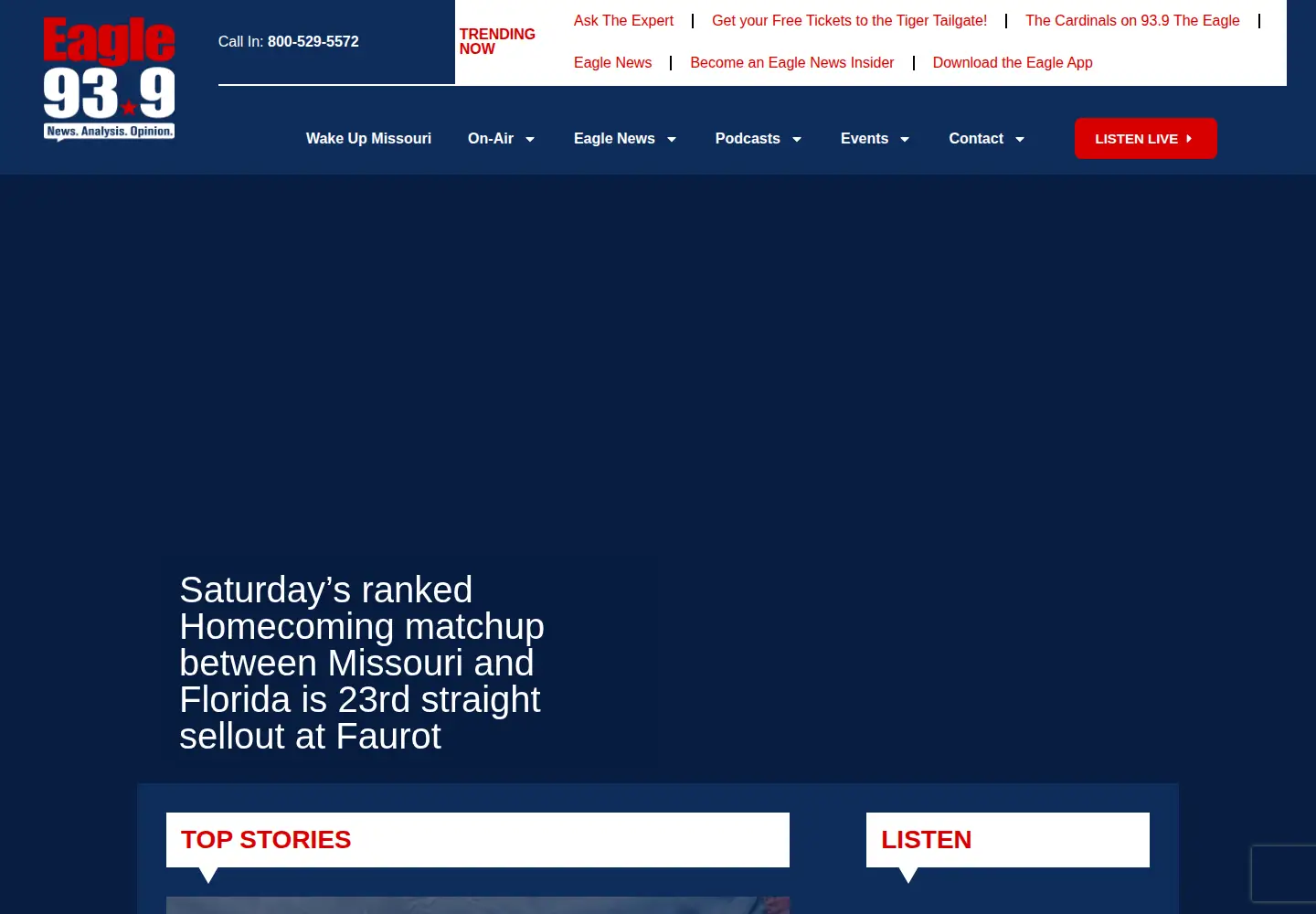 Captured homepage of 939theeagle.com in the current scan