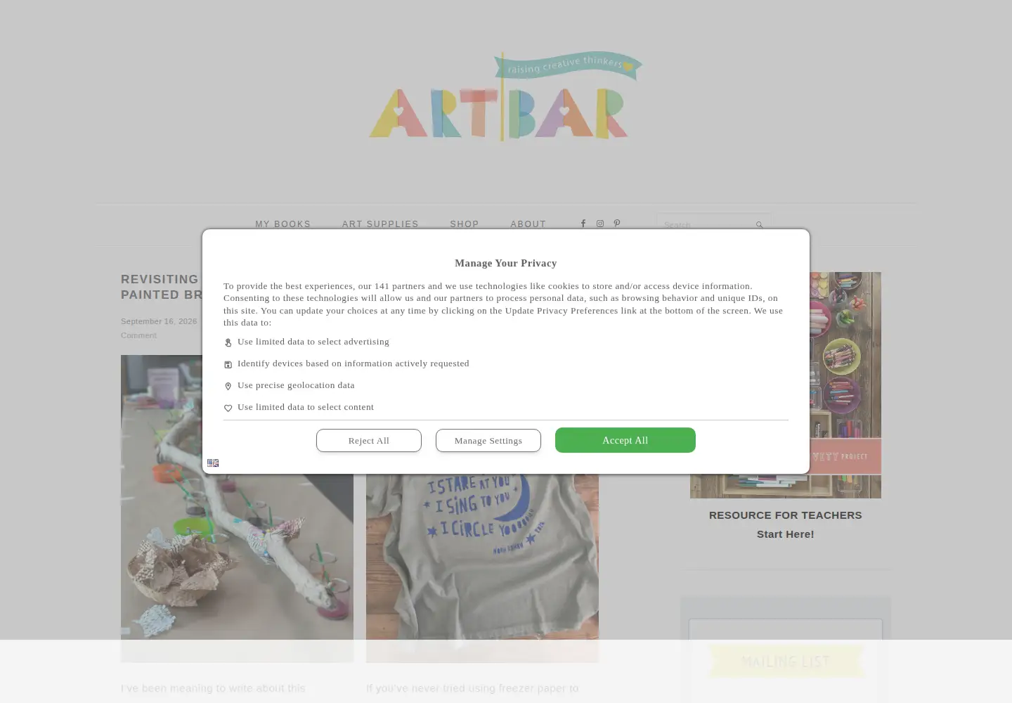Screenshot of artbarblog.com