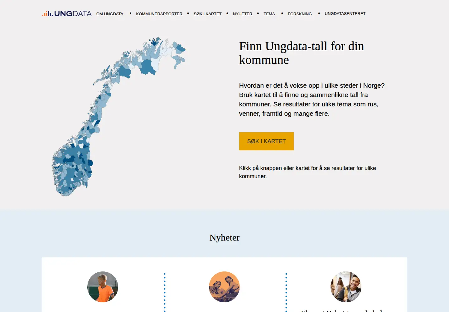 Captured homepage of ungdata.no in the current scan