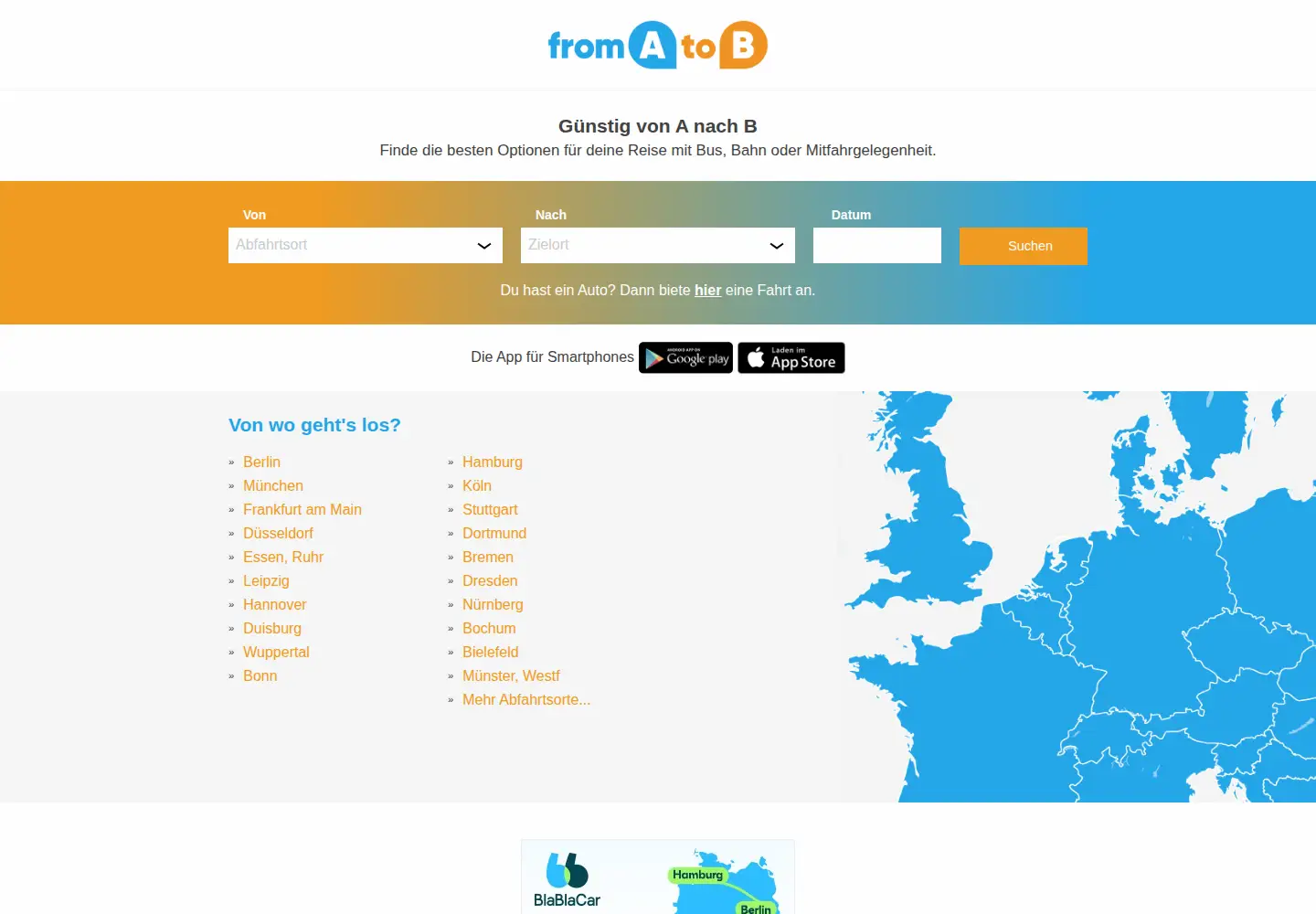Screenshot of fromatob.com