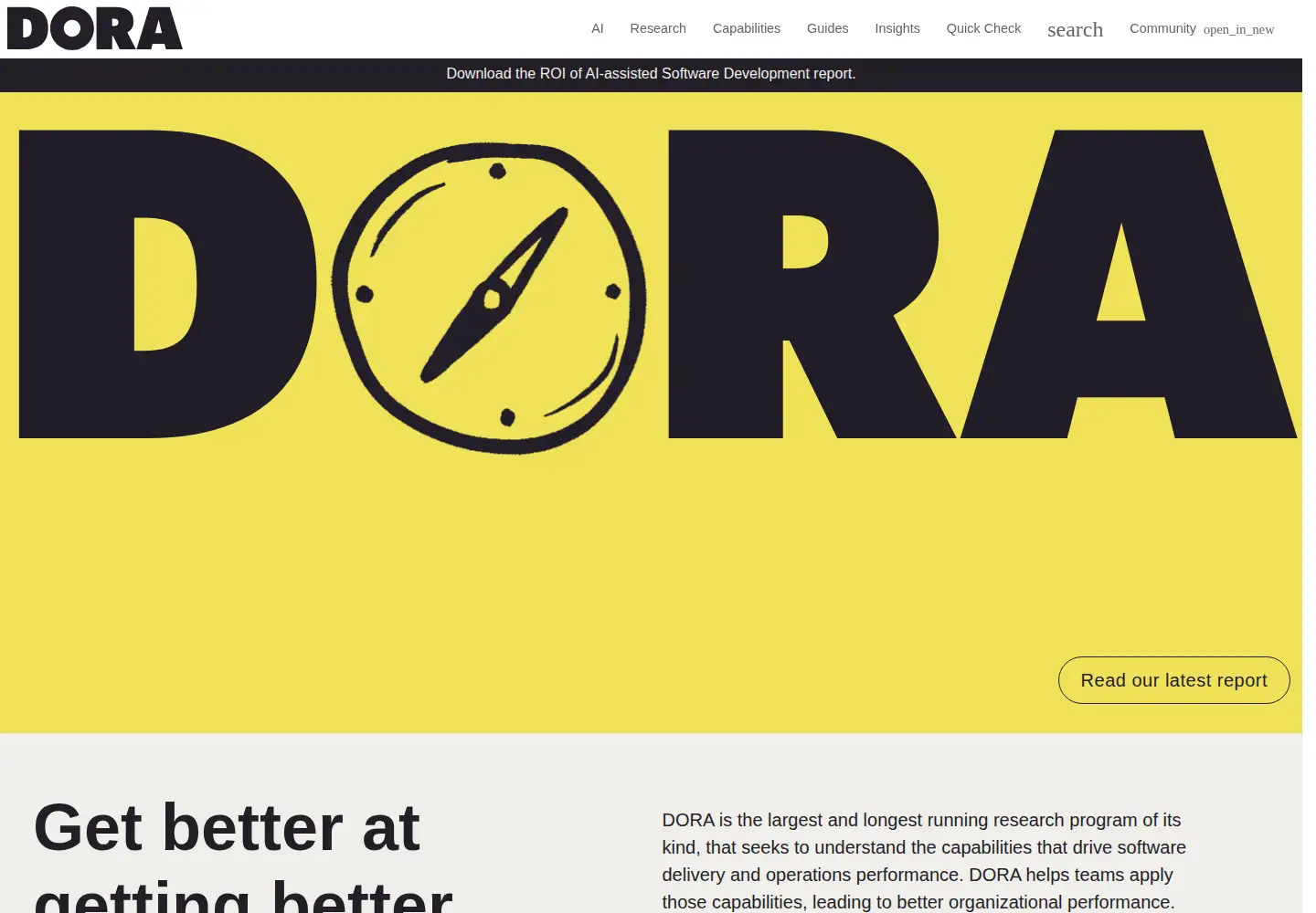 Screenshot of dora.dev